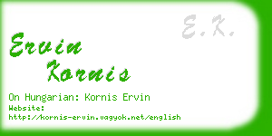 ervin kornis business card